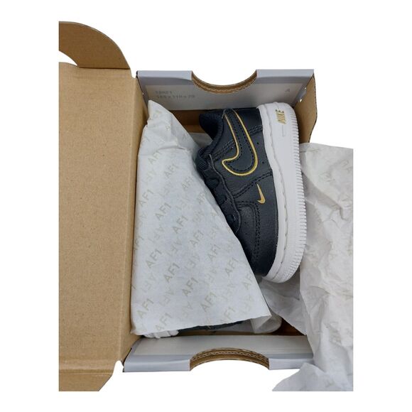 Nike Air Force 1 LV8 TD Shoes Black Metallic Gold Baby 3C DM3387 001 New In Box - Picture 1 of 13